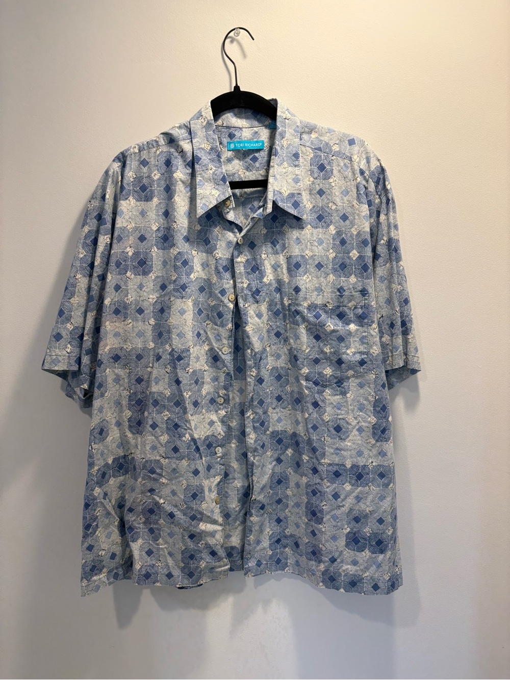Toni Birch Blue Geometric Short-Sleeve Camp Shirt